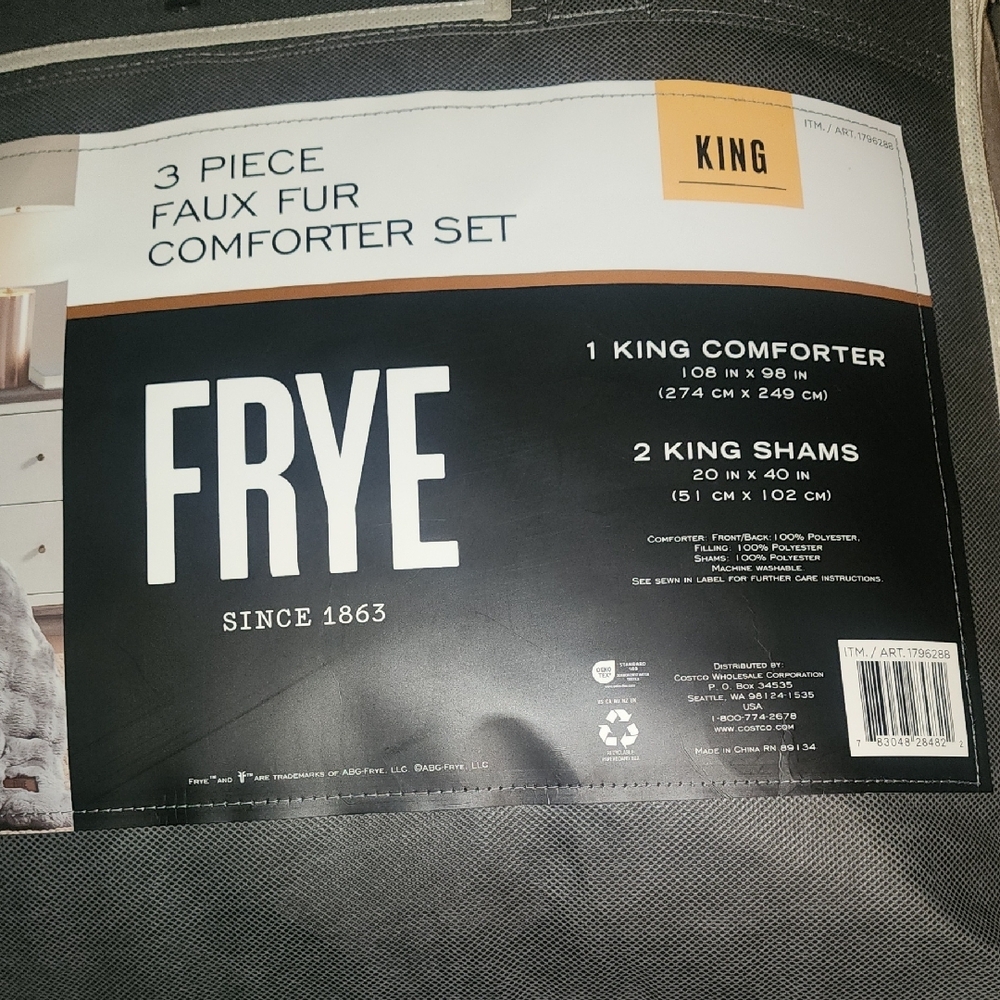Frye Silver And Gray Faux Fur Comforter Set - King - Picture 9 of 12
